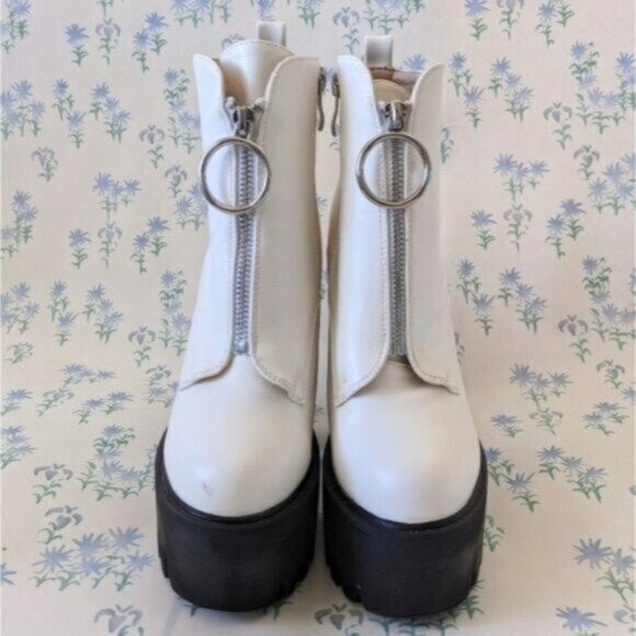 Lamoda Pure Freestyle Platform Ankle Boots 36 5 White Punk Goth Heels Lug Sole - Picture 3 of 10